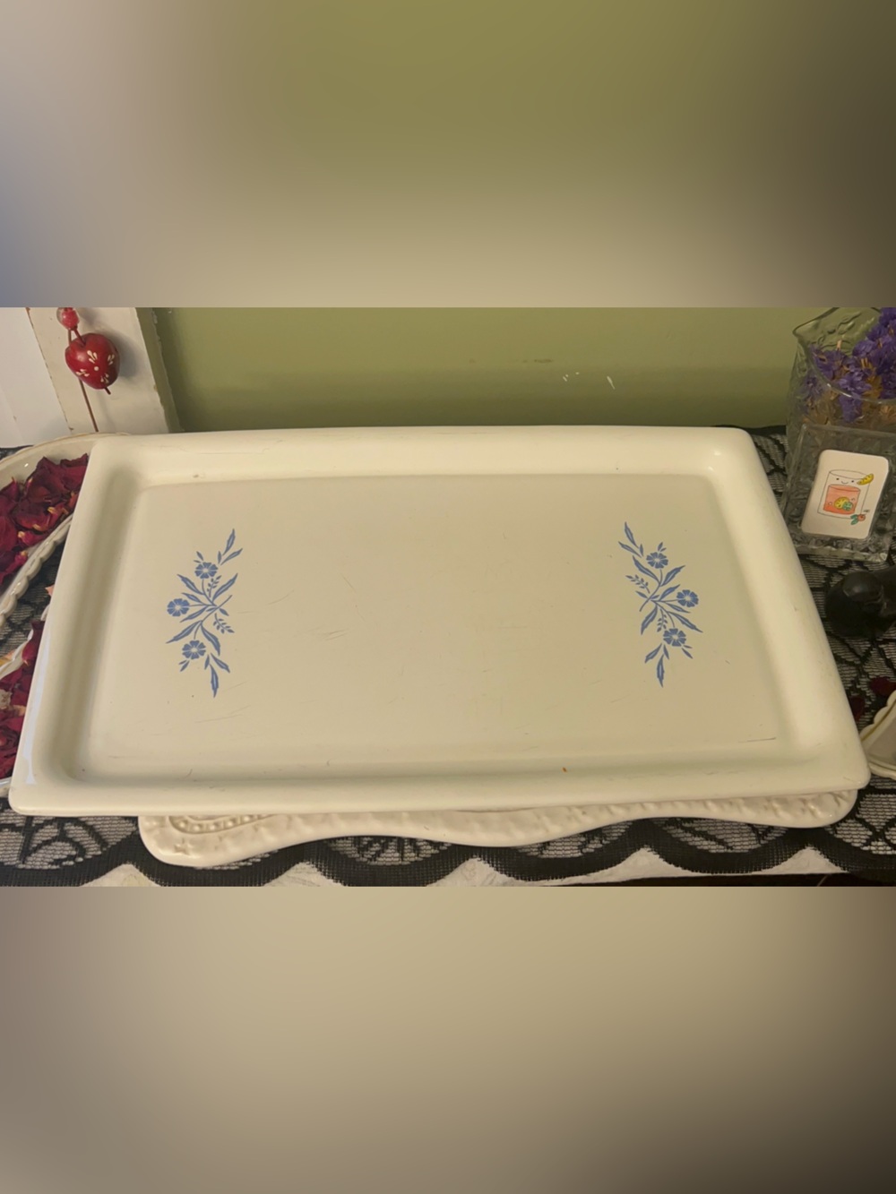 Corning Ware Blue Cornflower Broil and Bake Tray (Model P-35-B)